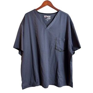 NEW Grey's Anatomy Men's V Neck Steel Grey 3 Pocket V Neck Scrub Top Size 3XL